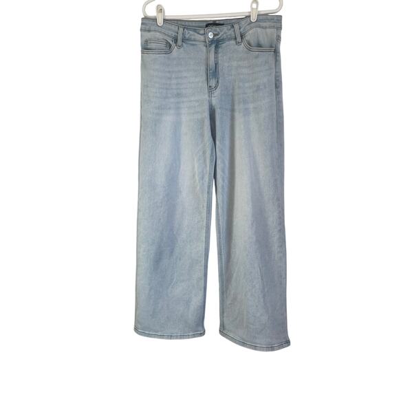 Oneso Denim - Oneso Wide Leg High Waisted Jeans Light Blue Stretch Zipper Boho Size 31